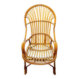 Fauteuil osier vintage 1970