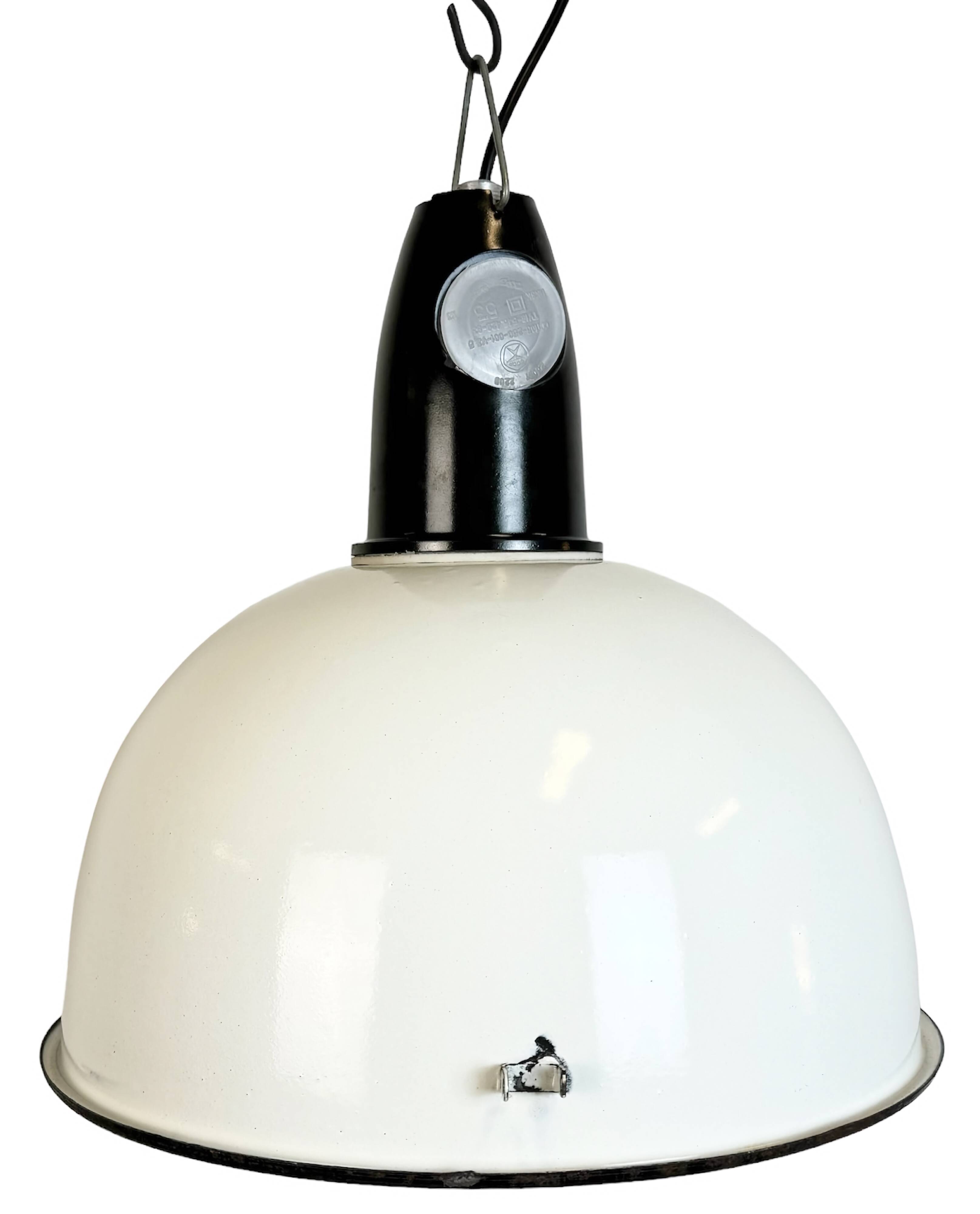ndustrial Soviet White Enamel Pendant Lamp, 1960s
