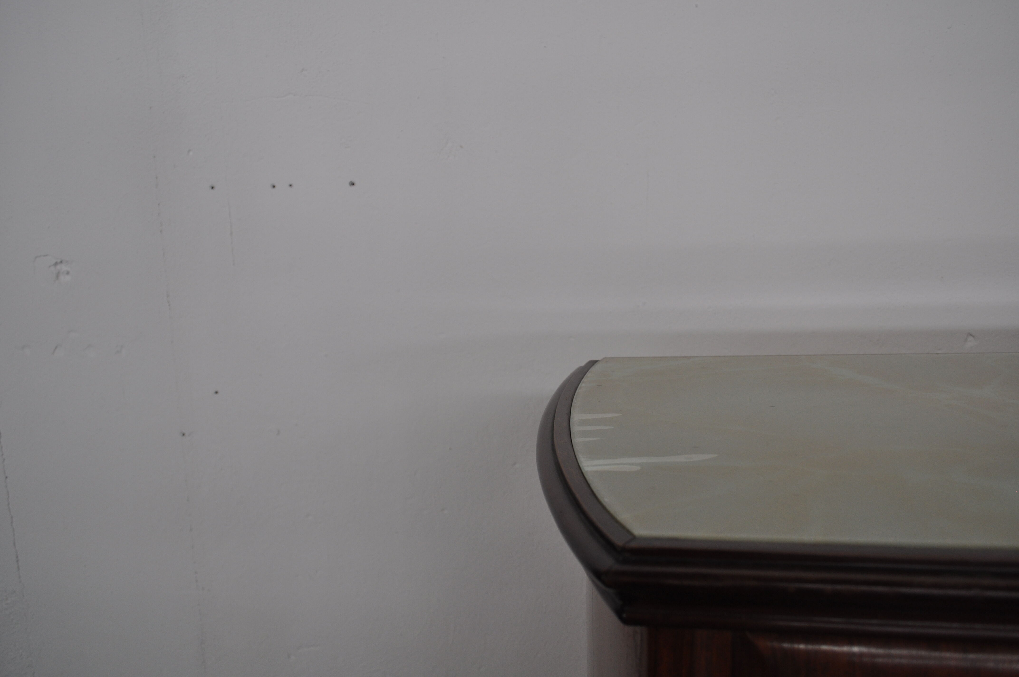 Mahogany pear tree, brass & glass top drawers sideboard from f.lli rigamonti desio, milan, 1940s