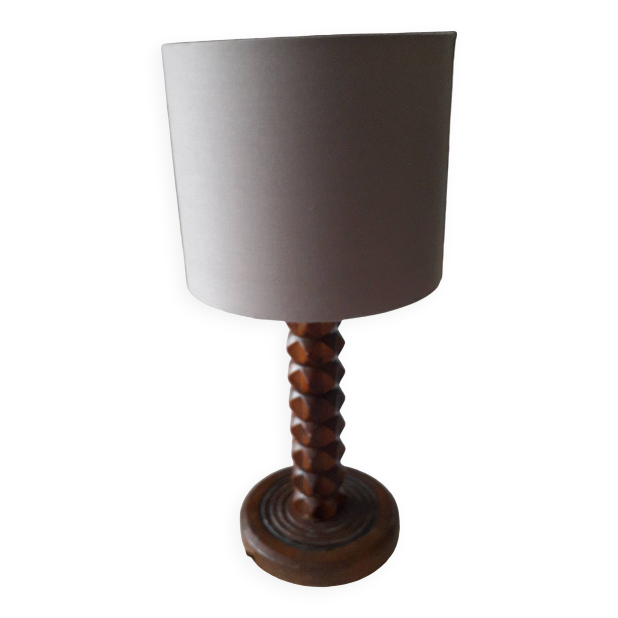 Antique carved wooden lamp