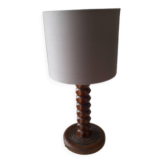 Antique carved wooden lamp