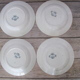 Set of 4 hollow plates in Iron Earth of Sarreguemines, model "Linnée".