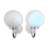 pair of white opaline ball wall. light
