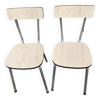 2 White Formica chairs