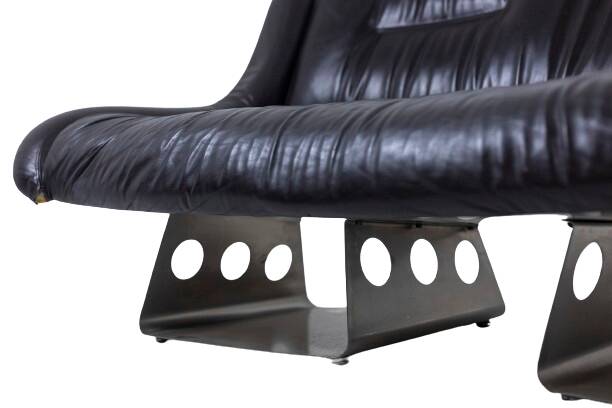 Metal and leather living room. 1970s