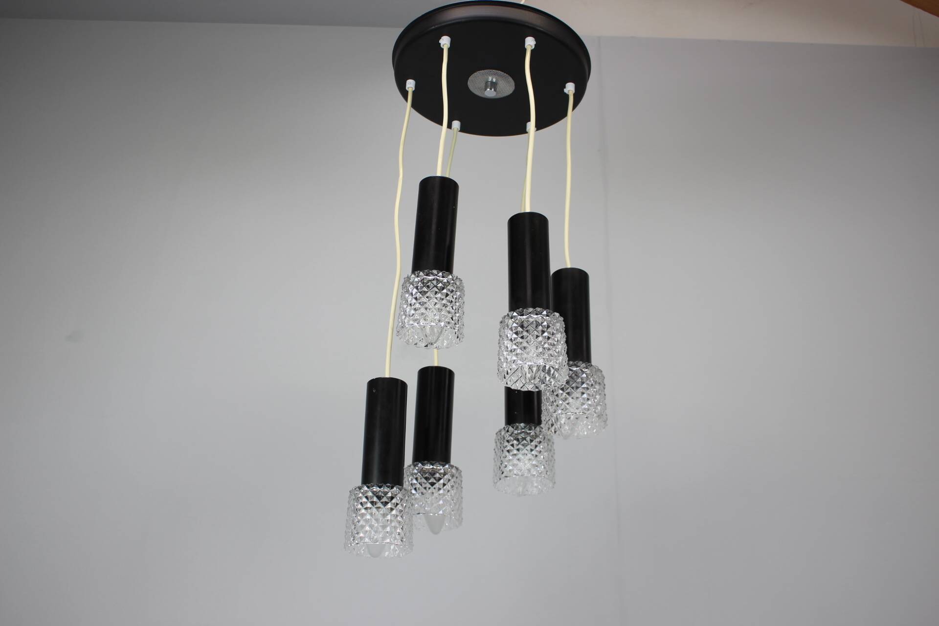 Czechoslovak opaline glass lustre from the 1970s