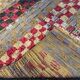Tapis Tulu turc antique avec motif à carreaux