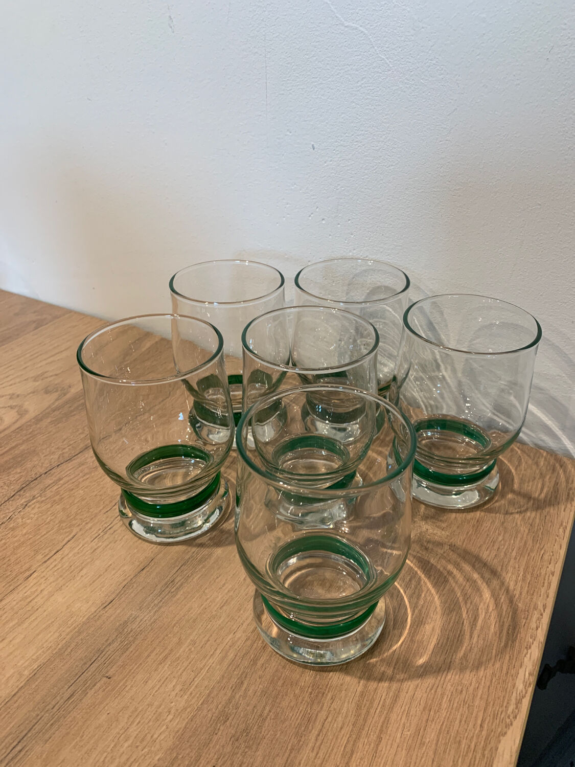 6 verres à eau soda avec bague liseret vert