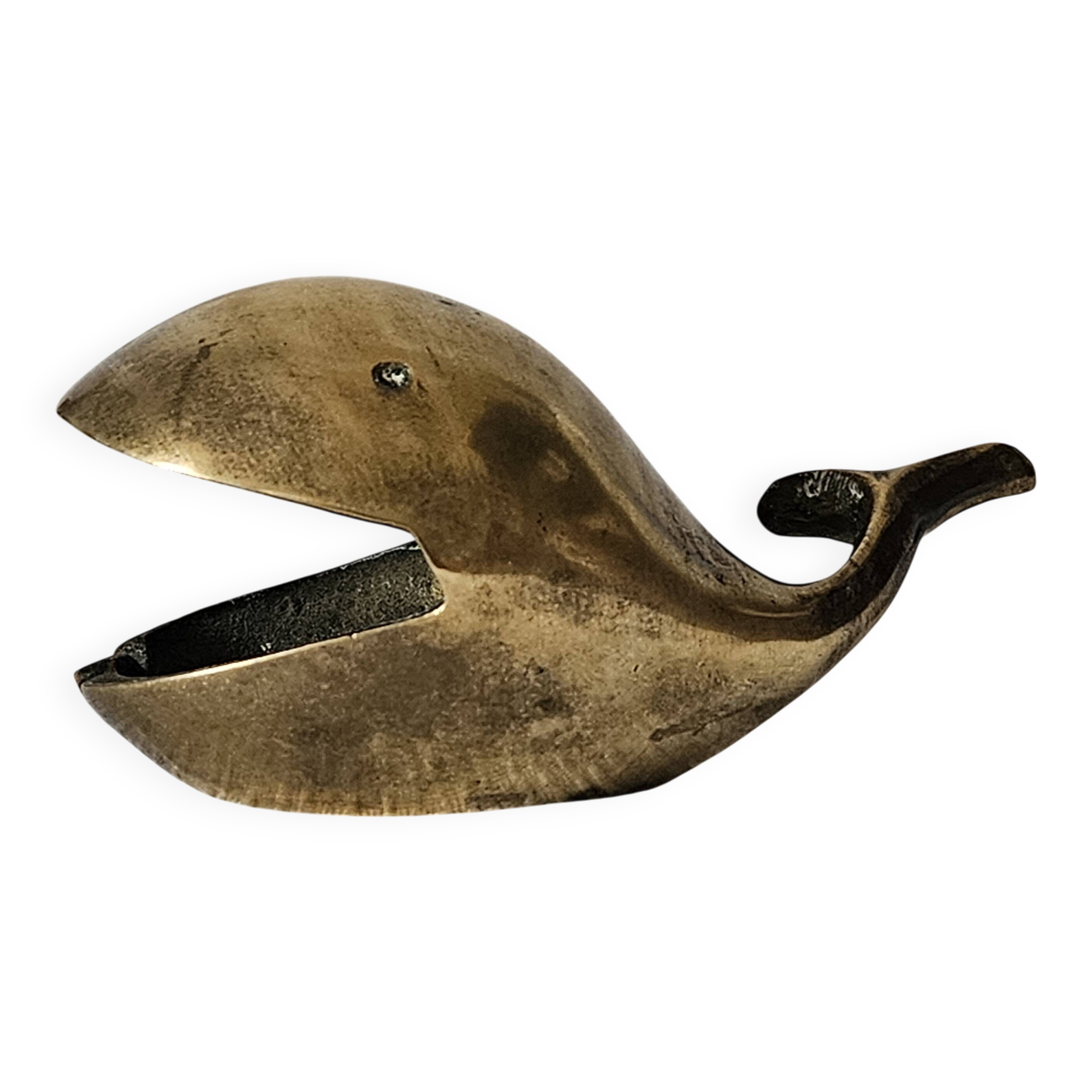 Vintage brass whale ashtray