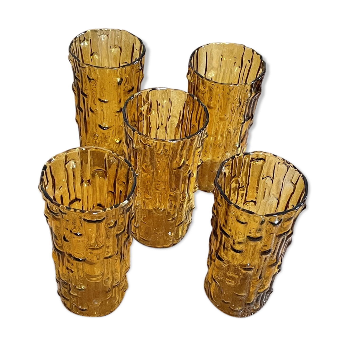 5 vintage lemonade glasses