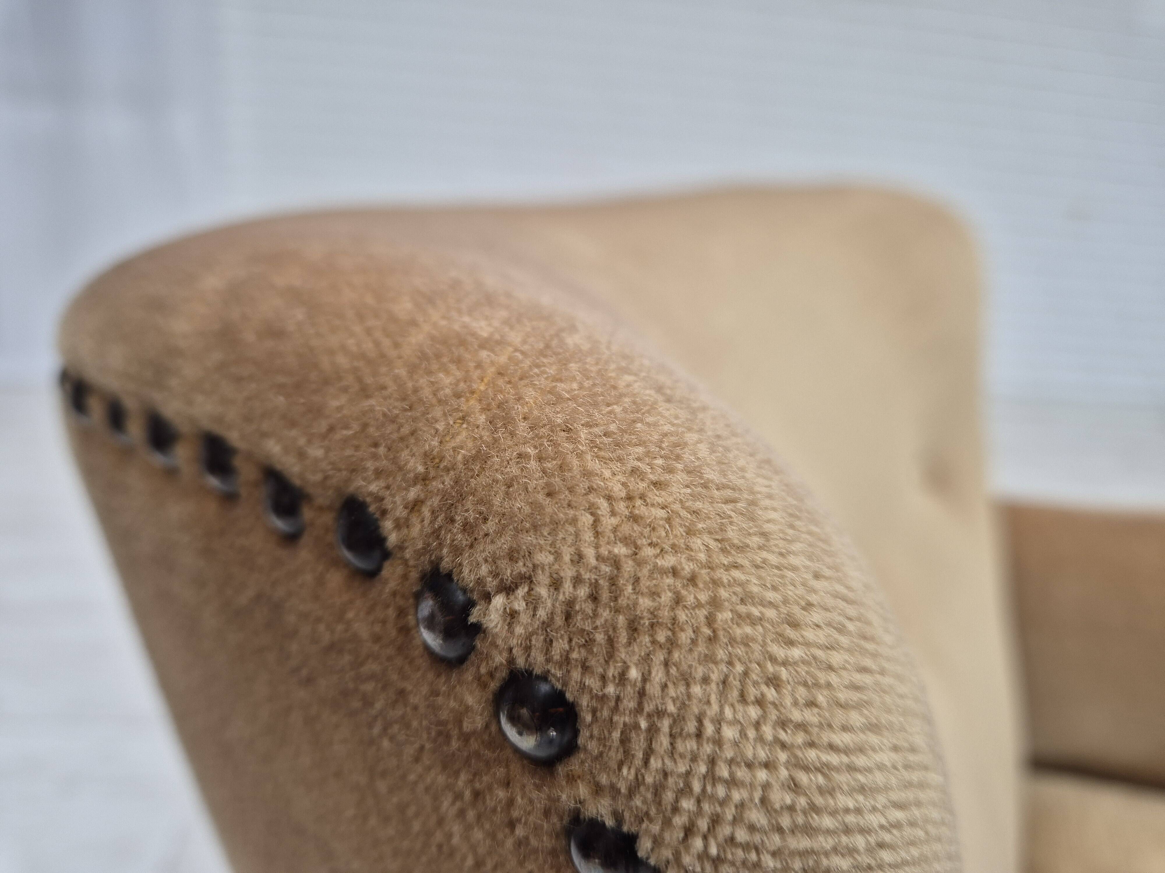 1960s, Danish lounge chair, green furniture velour, original condition.