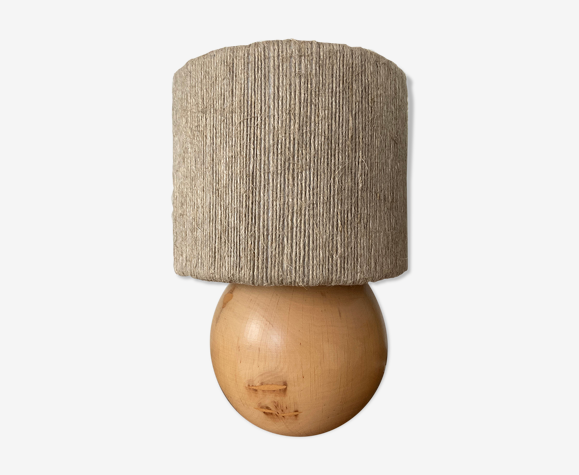 Lampe chevet en corde et bois