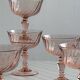 10 Vintage Twisted Pink Glass Champagne Coupes