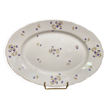 Oval-shaped dish in Limoges porcelain decorated with barbels Louis XV style