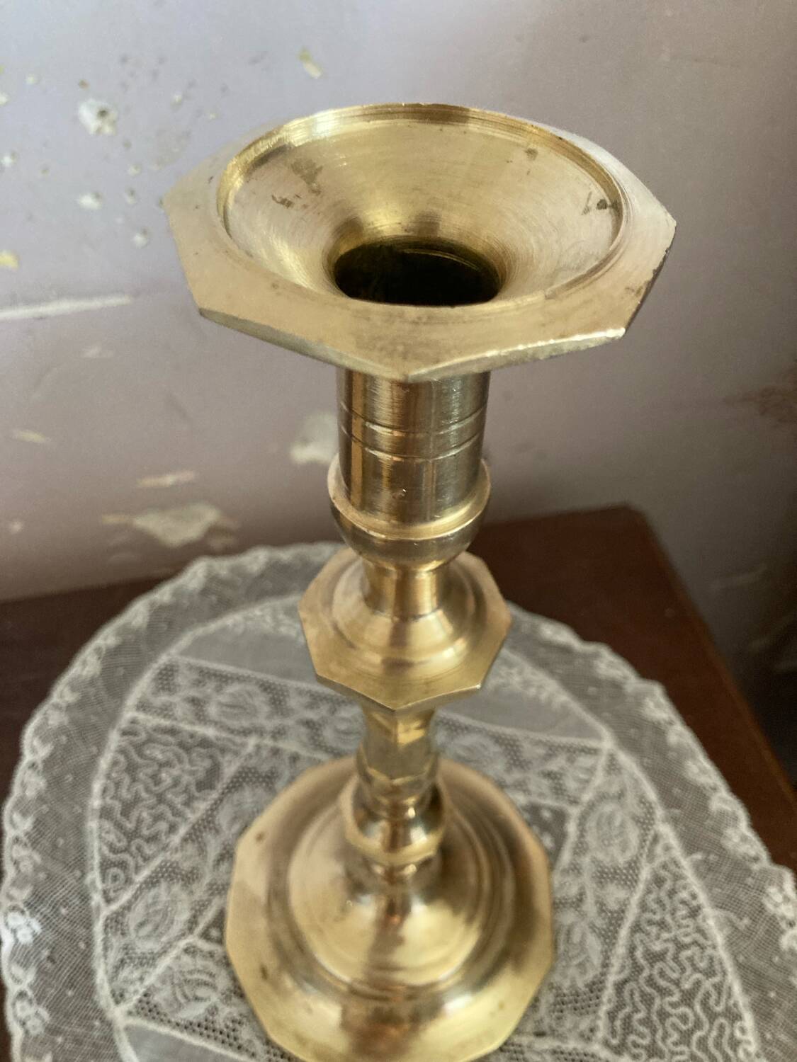 Solid brass candle holder
