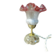 Upcycled vintage pink tulip glass table lamp
