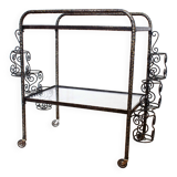 Iron and glass serving trolley from the 70s