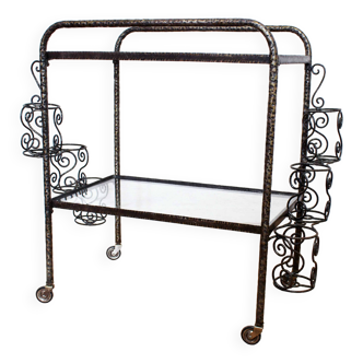 Iron and glass serving trolley from the 70s