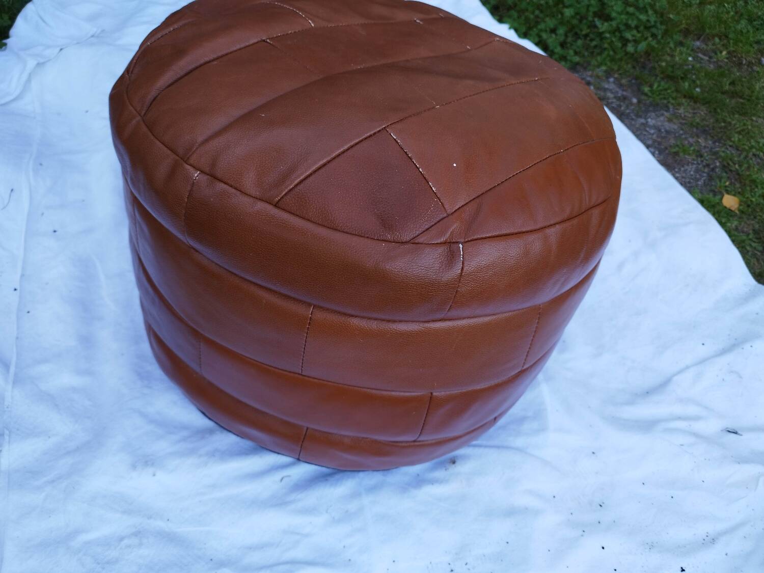 Sede Patchwork Leather Pouf