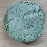 Plat sur pied vert turquoise