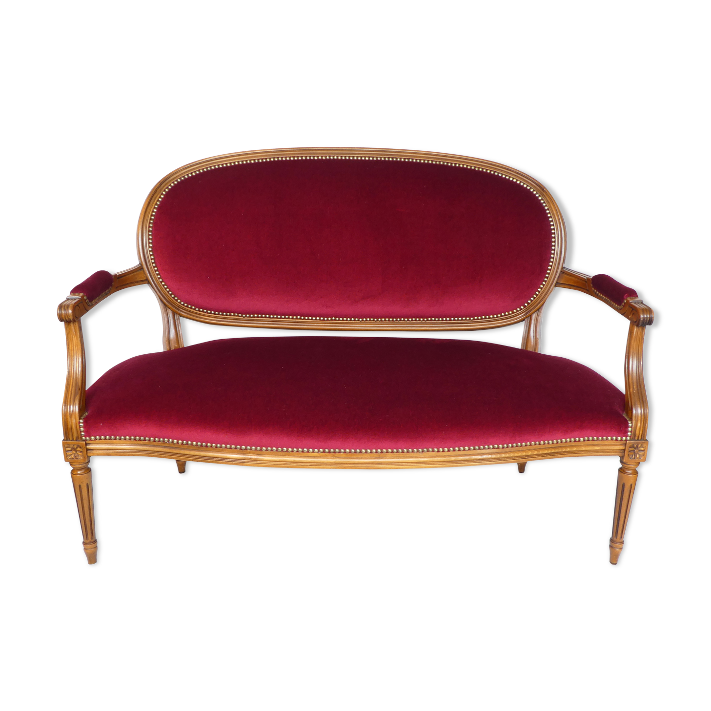 Louis XVI style bench in natural wood