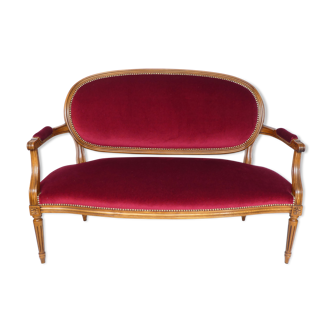 Louis XVI style bench in natural wood