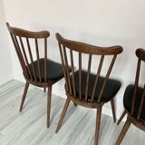 Lot de 4 chaises bistrot vintage Baumann Menuet – hêtre massif
