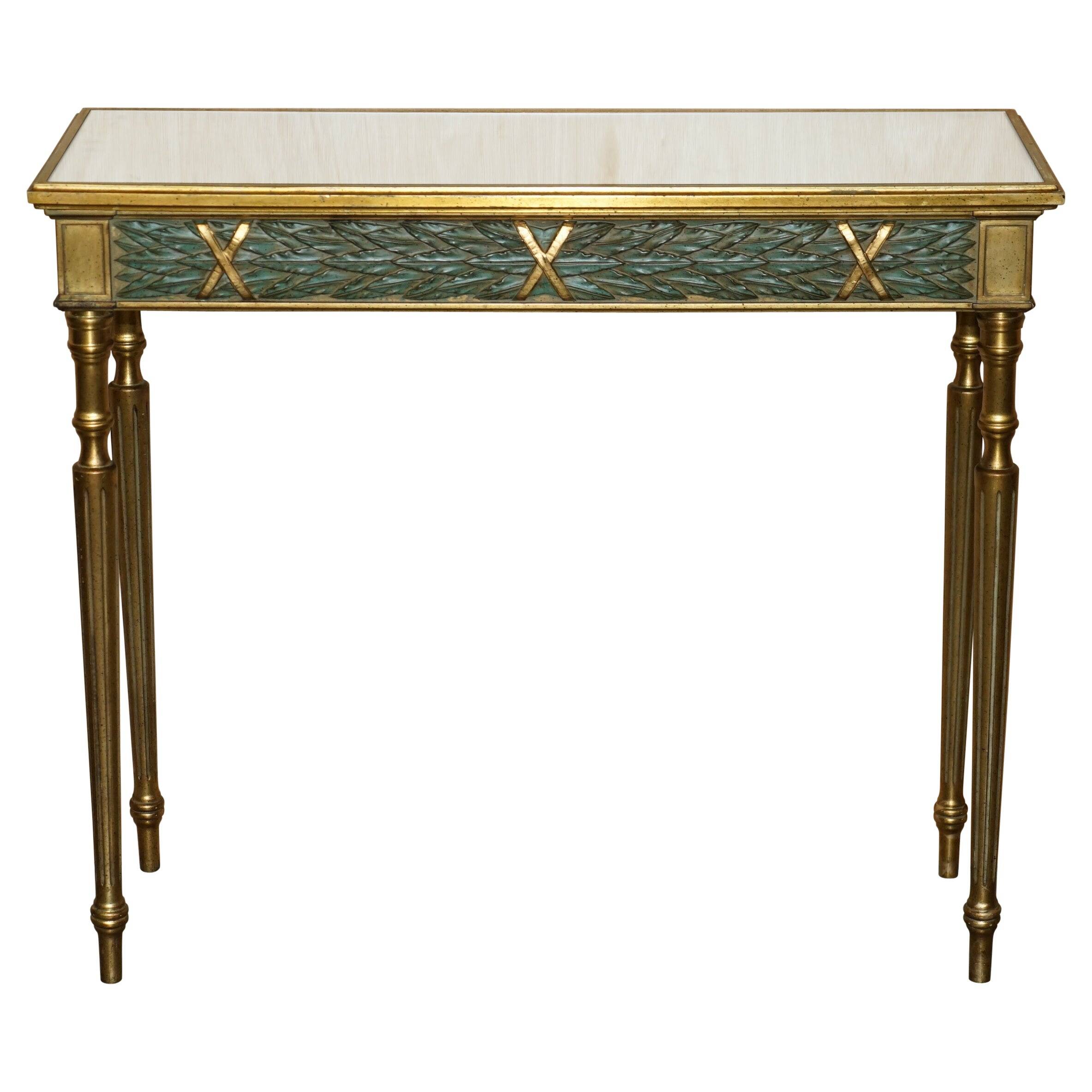 Italian vintage console with a glass mirror top.
