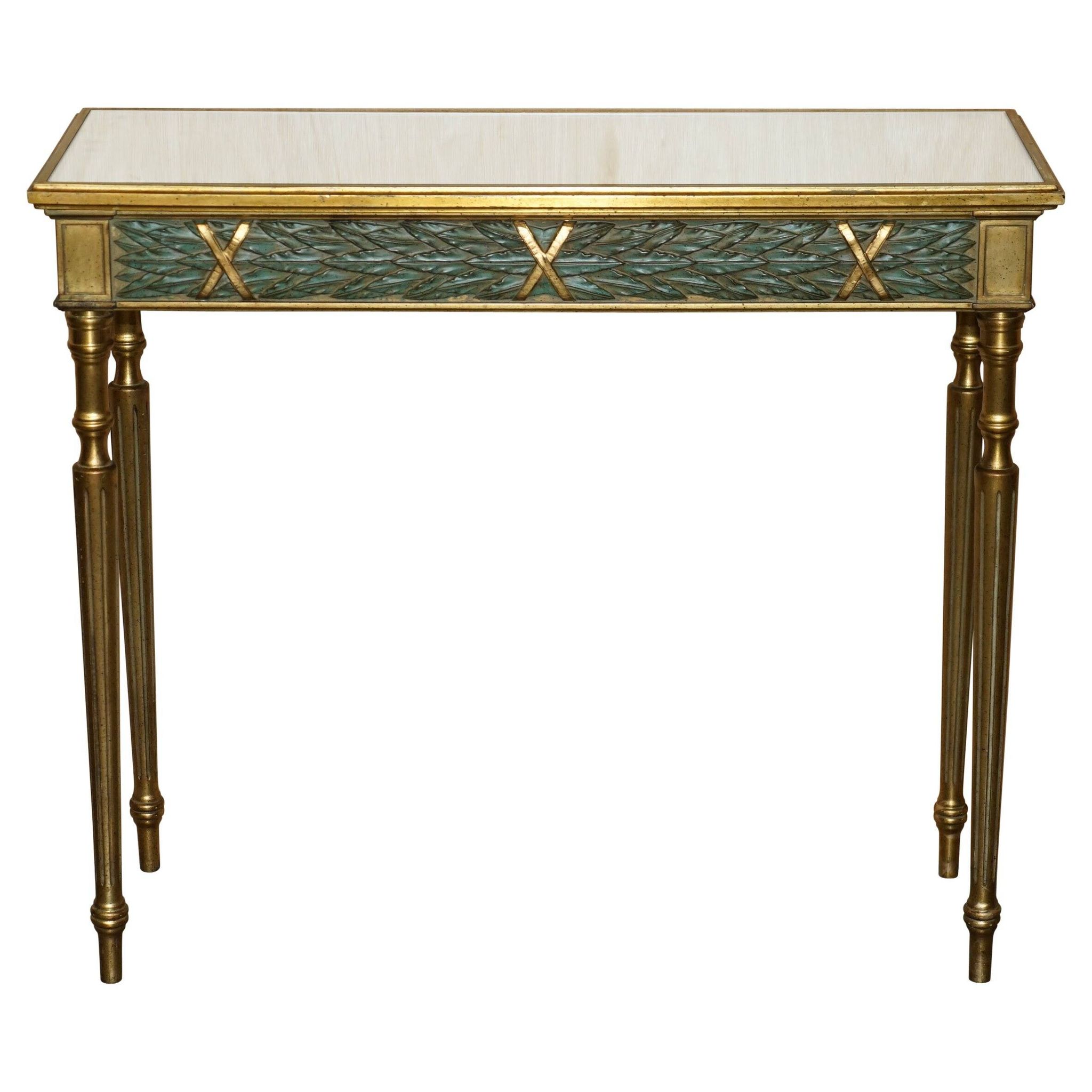 Italian vintage console with a glass mirror top.