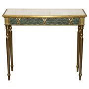 Italian vintage console with a glass mirror top.