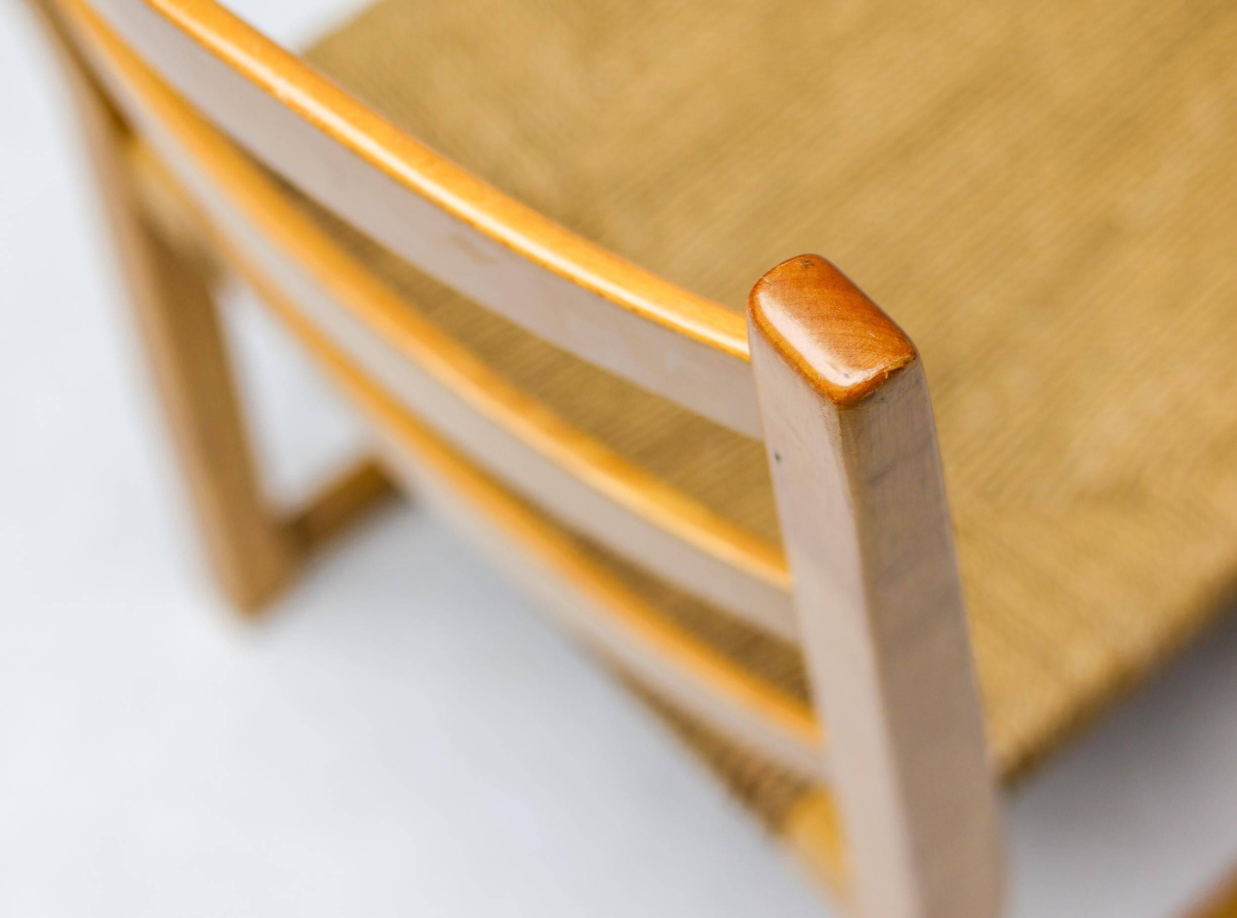 Stackable chairs Poul Volther Gemla Sweden in modern Scandinavian ash from the mid-20th century.