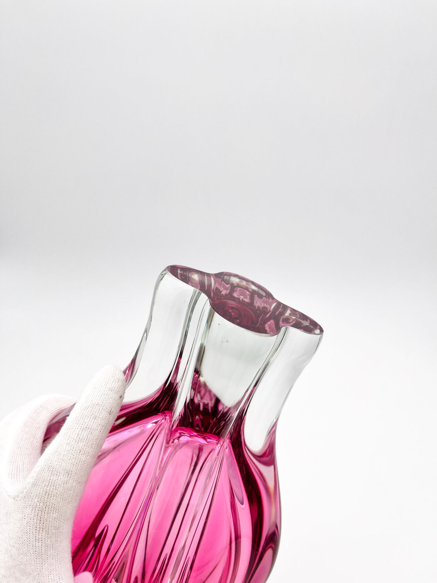 XXL Vase Josef Hospodka Chřibská Bohemian Crystal Rose 60s