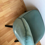 Fauteuil crapaud velours bleu vert