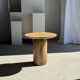 Side table in solid teak with a circular top, column base H51.5 D50.