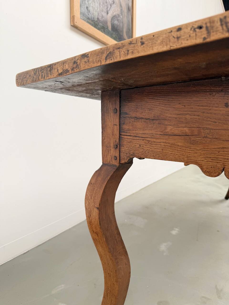 19th century walnut drapery table 2m1
