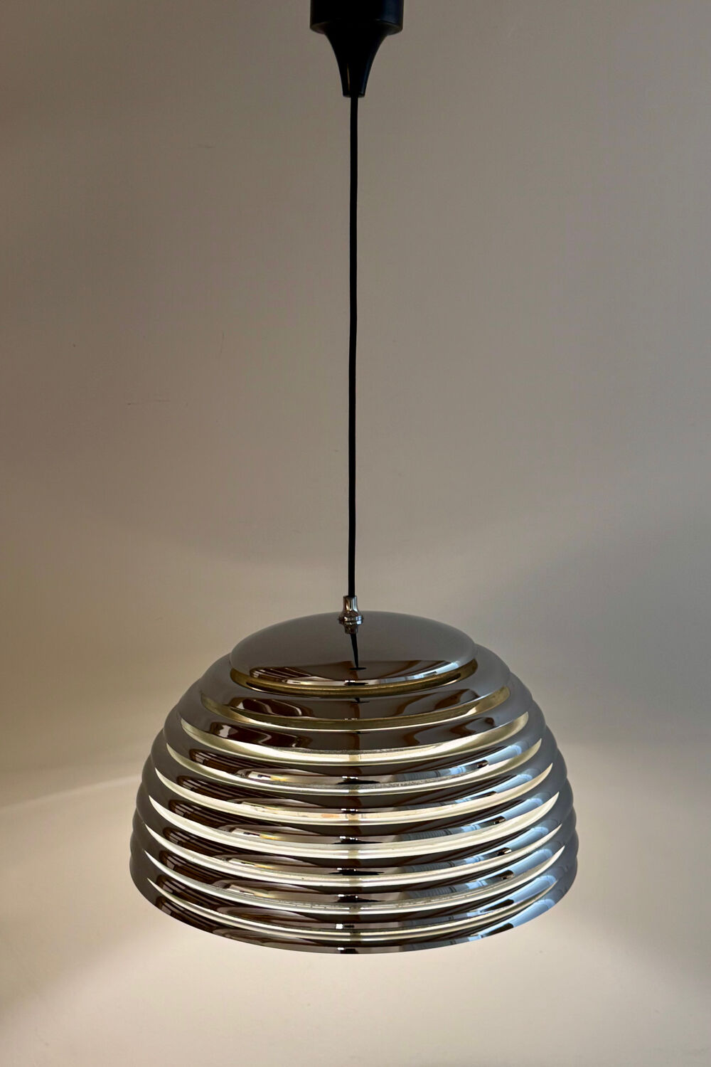 Kazuo Motozawa, Large Suspension "Saturn", Circa 1972, Metal Lamp