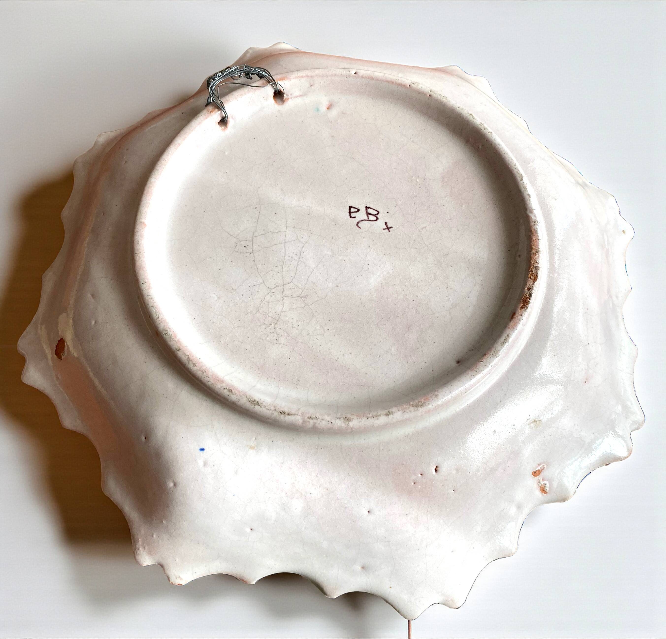 Malicorne earthenware by Pouplard Beatrix: old plate with Rouen decoration