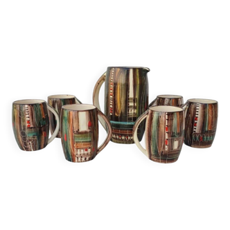 Vintage orangeade service in ceramic by "Fenice" from Albisola.