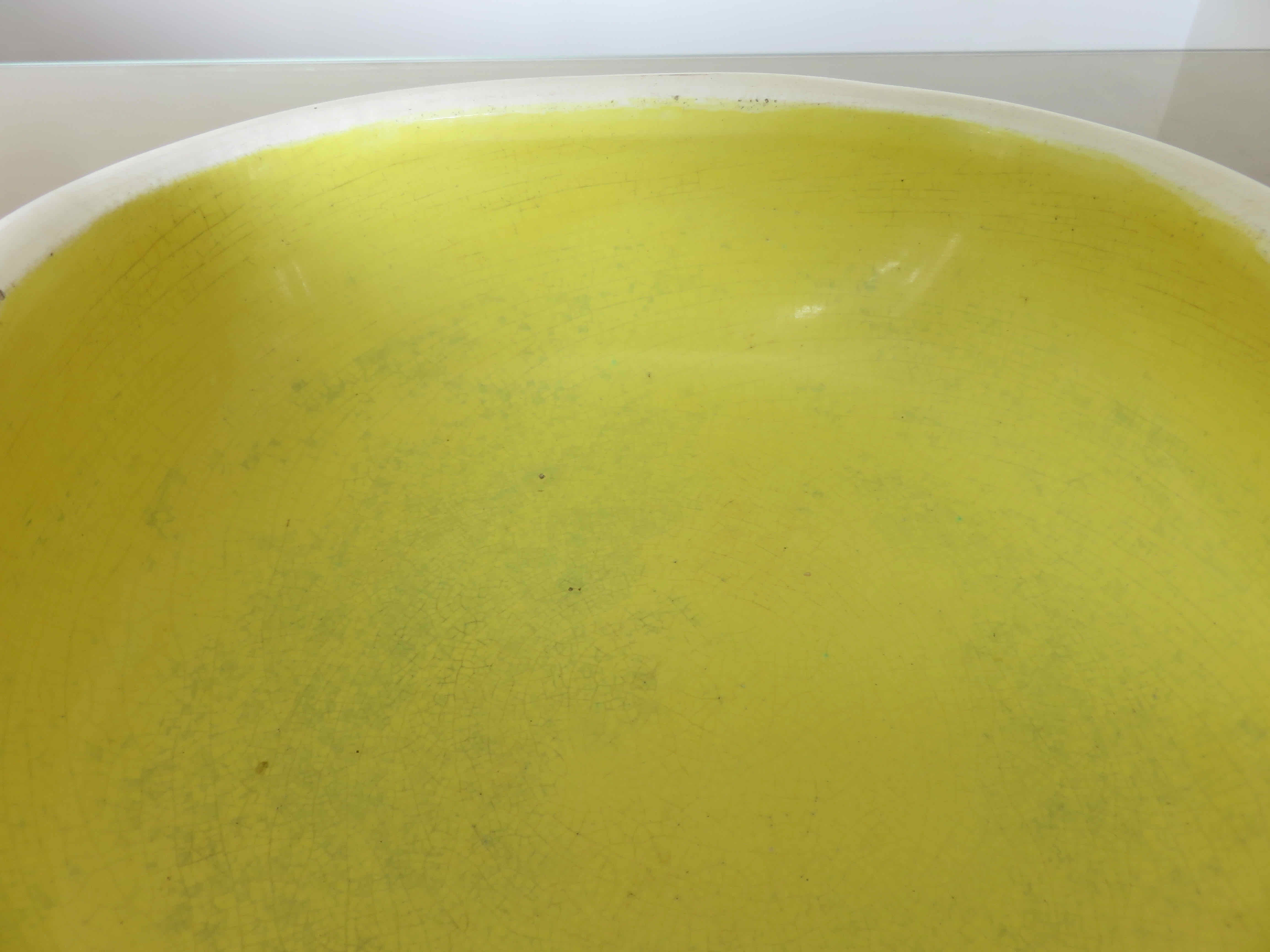 Keramos ceramic trinket tray in white and yellow, 1950s/60s