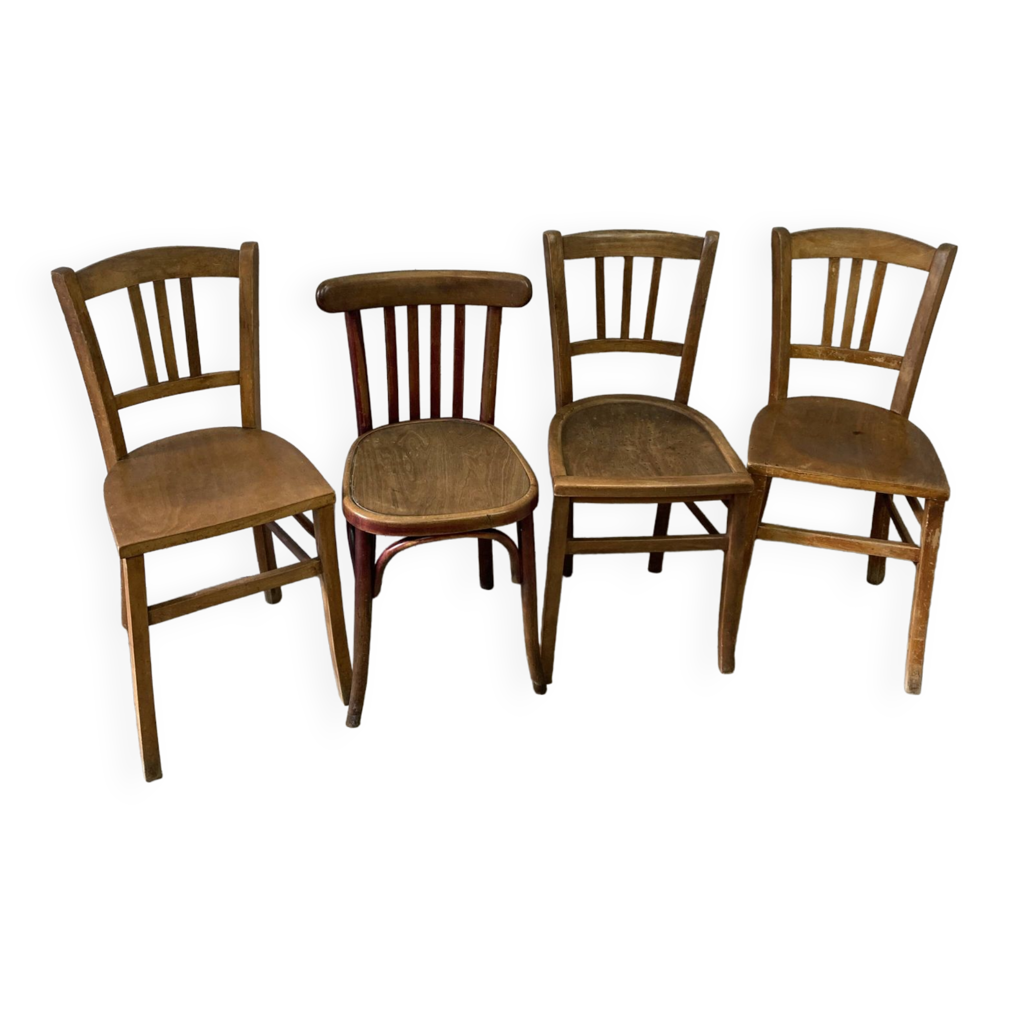 Set of 4 mismatched bistro chairs