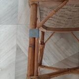 Vintage set of 2 garden woven rattan chairs - sky blue nets - 40