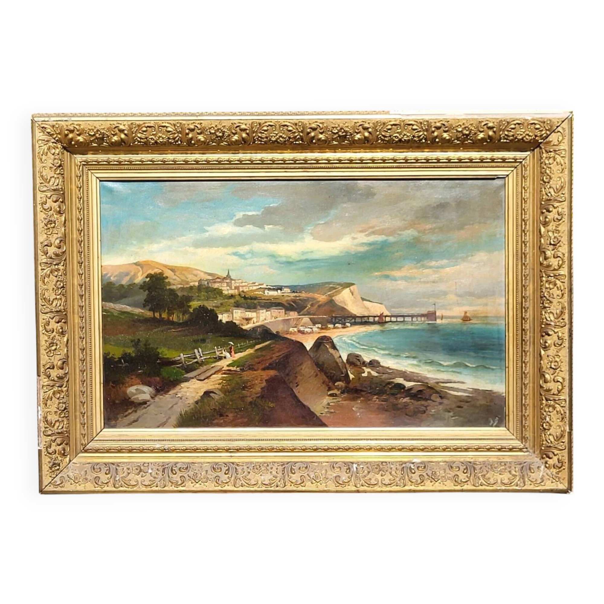 Mid 20th Century Mediterranean Coastal Landscape Painting