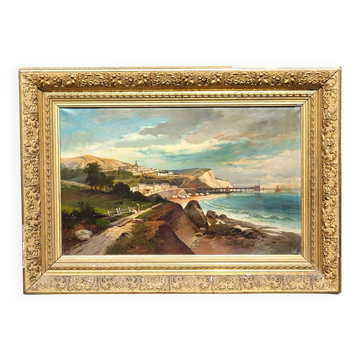 Mid 20th Century Mediterranean Coastal Landscape Painting