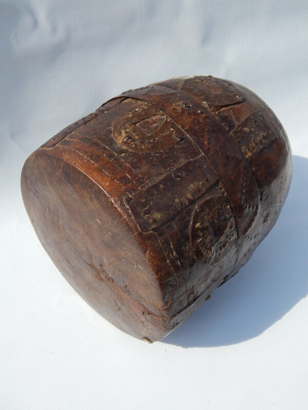 Pot to measure Kerala teak antique brass
