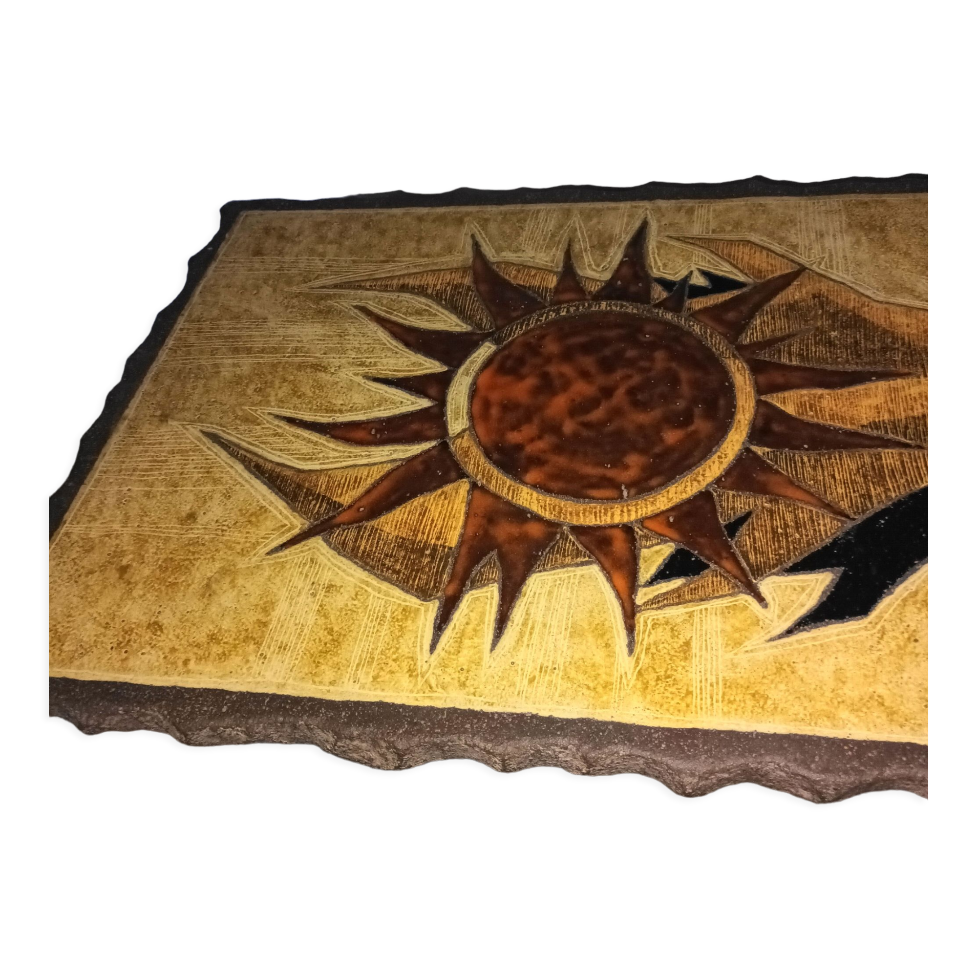 Vintage lava stone console signed Jean Jaffeux