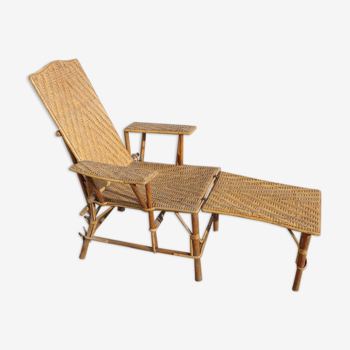 Chaise longue en rotin