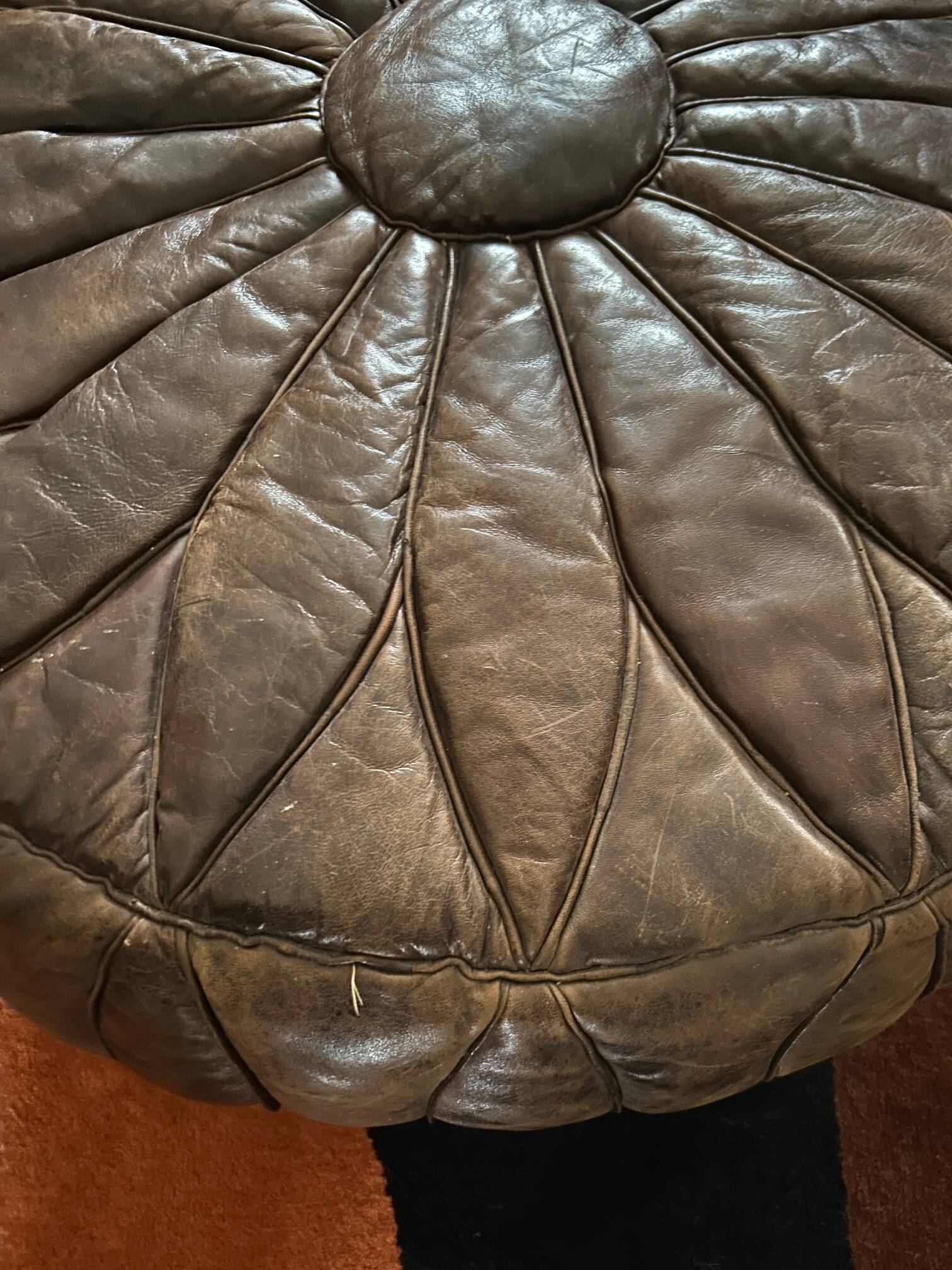Leather pouf 1970