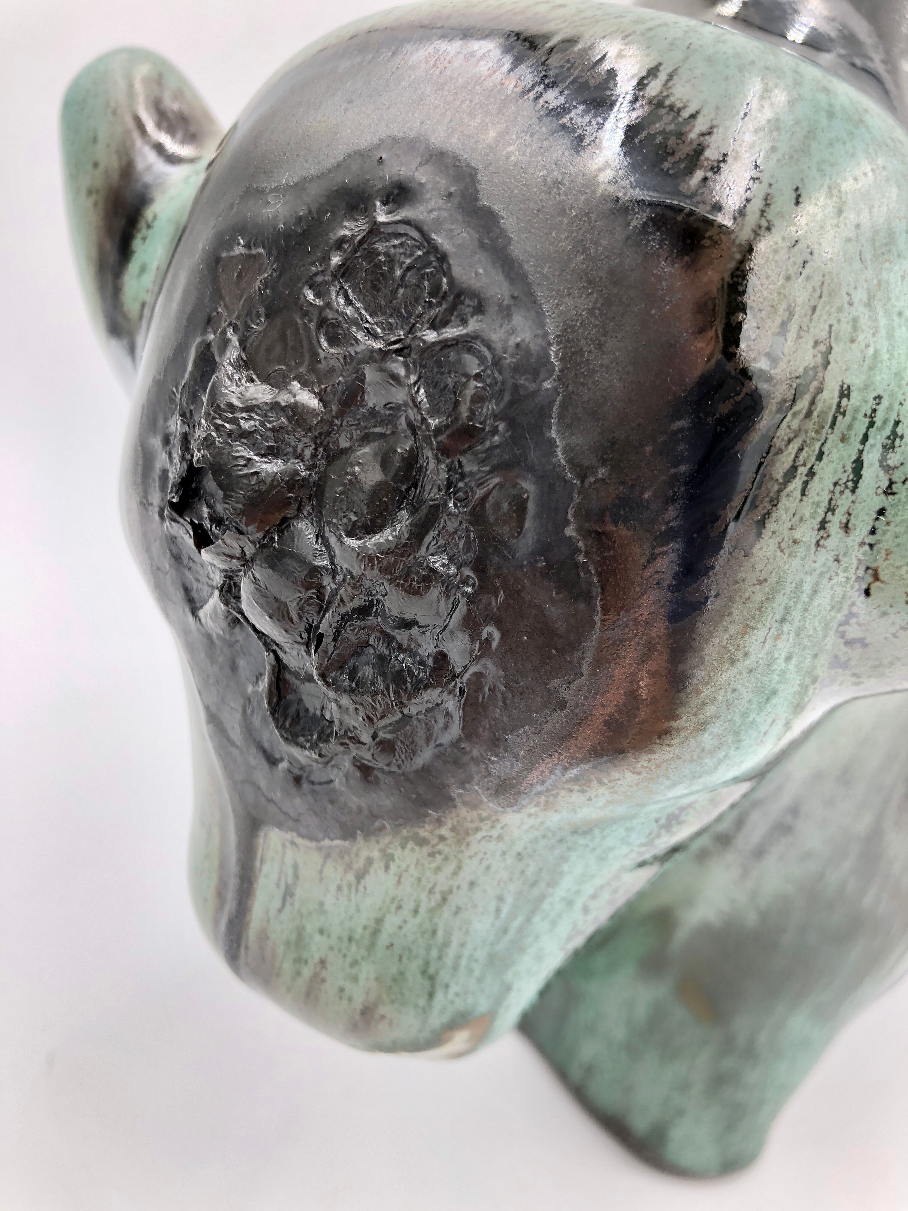 Ceramic bison by Kurt Tschorner