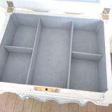 Side table with mirror interior and storage lockers