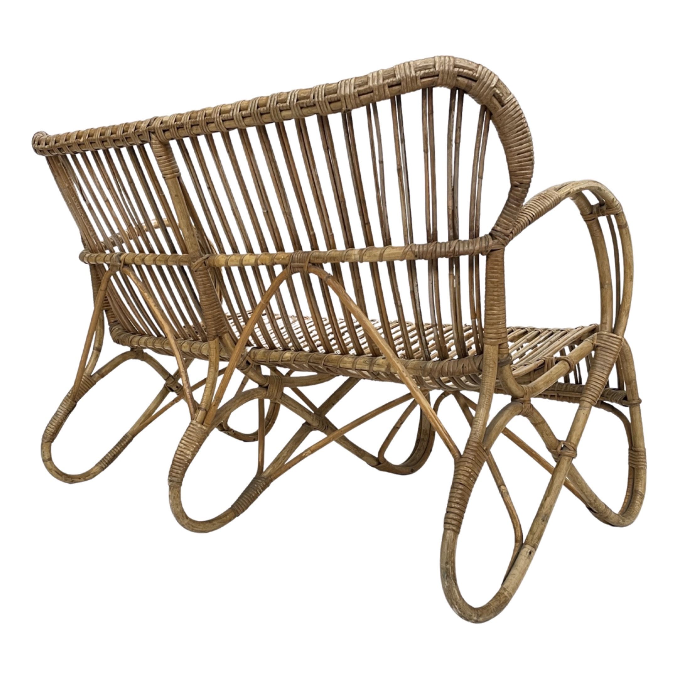 Vintage Rattan Sofa 1960s Belse 8 Design Rohe